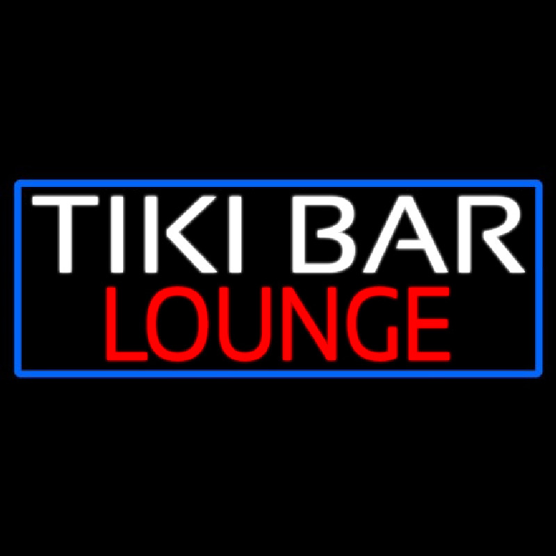 Tiki Bar Lounge With Blue Border Leuchtreklame