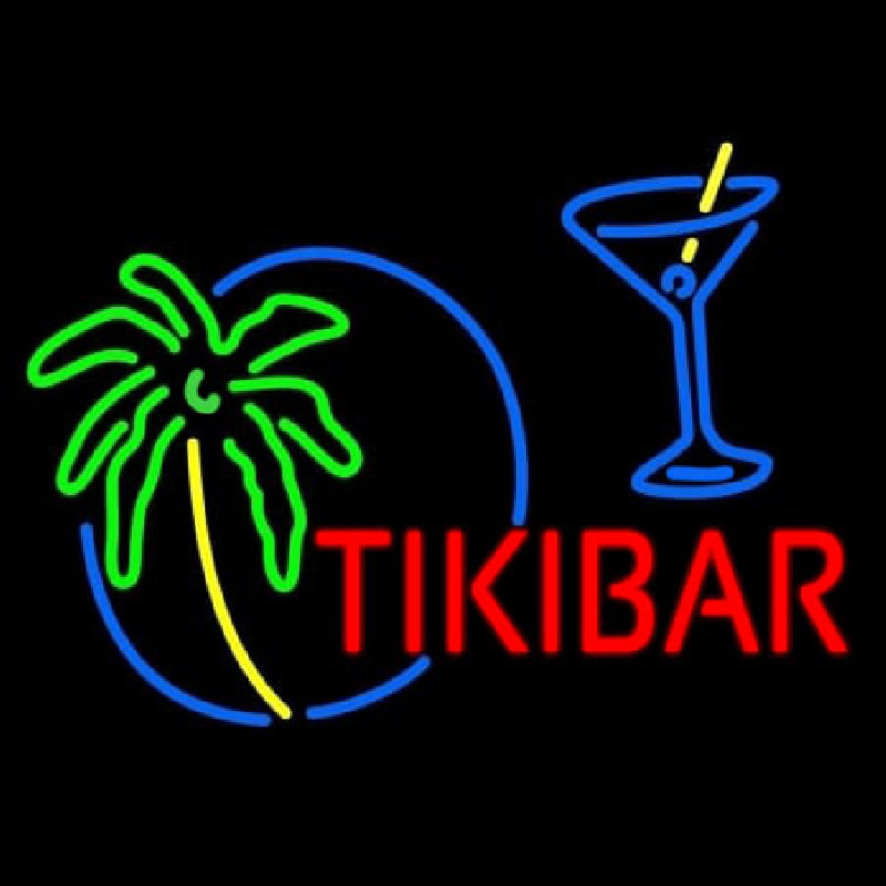 Tiki Bar With Wine Glass Leuchtreklame