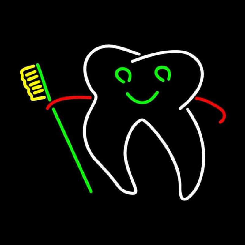 Tooth With Brush Logo Leuchtreklame