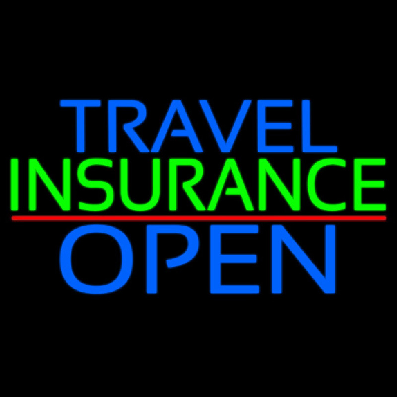 Travel Insurance Open Block Red Line Leuchtreklame