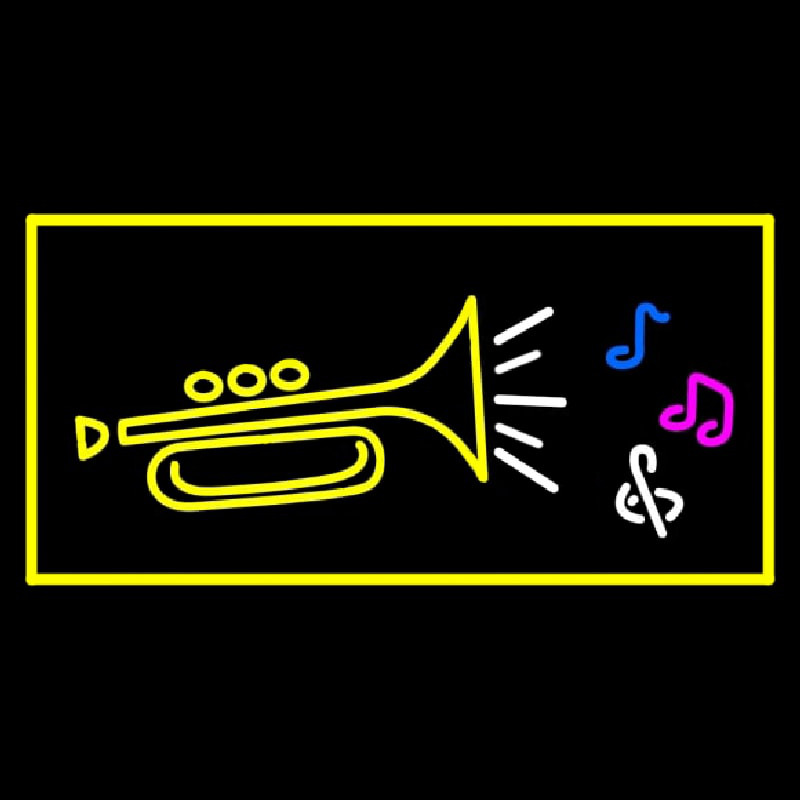 Trumpet Logo Rectangle Yellow Leuchtreklame