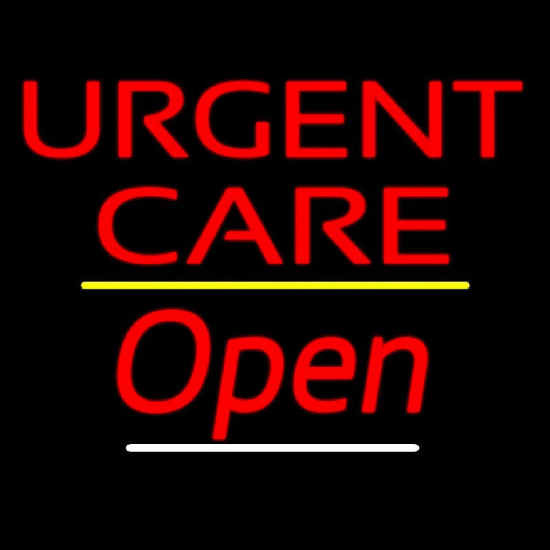 Urgent Care Open Yellow Line Leuchtreklame
