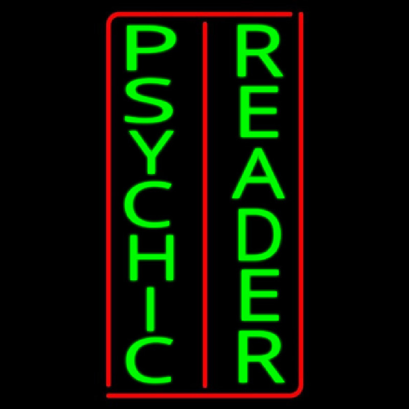 Vertical Green Psychic Reader Red Border Leuchtreklame