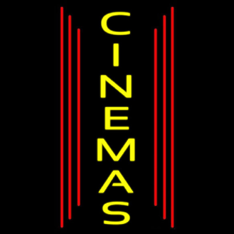 Vertical Yellow Cinemas Leuchtreklame