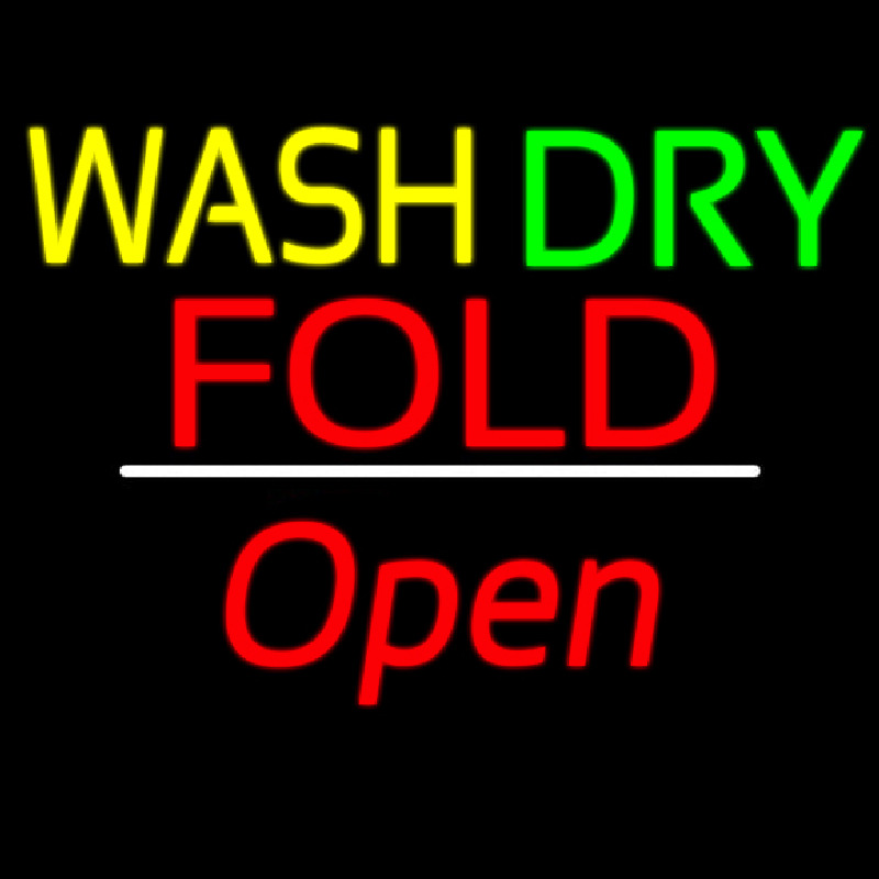 Wash Dry Fold Open White Line Leuchtreklame