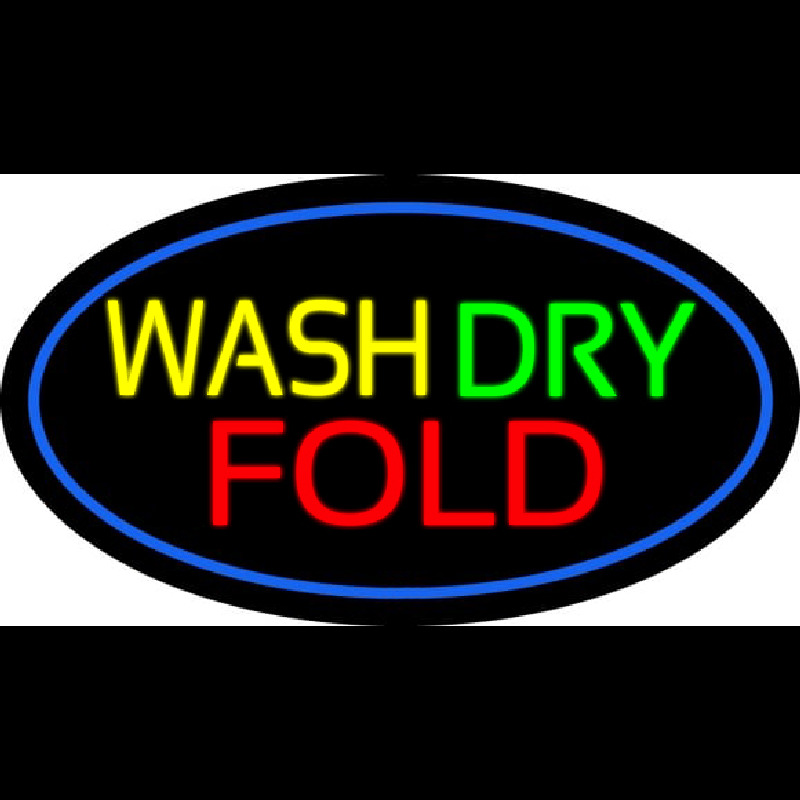 Wash Dry Fold Oval Blue Leuchtreklame