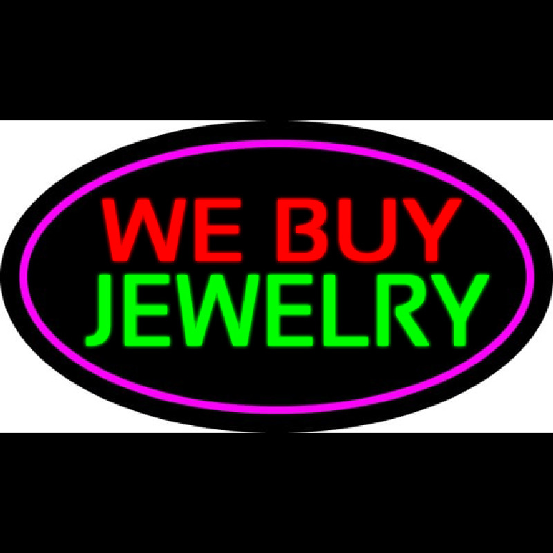 We Buy Jewelry Oval Purple Leuchtreklame