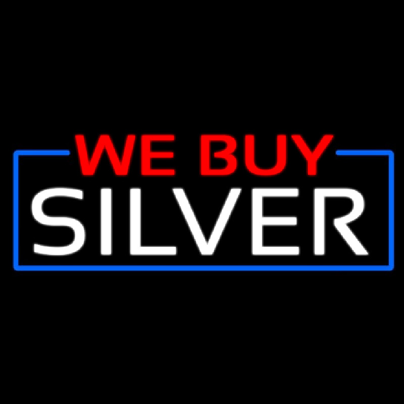We Buy Silver Block Leuchtreklame