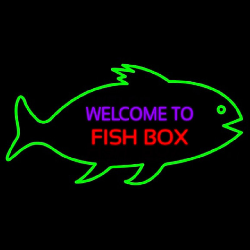 Welcome To Fish Bo  With Green Bo  Leuchtreklame