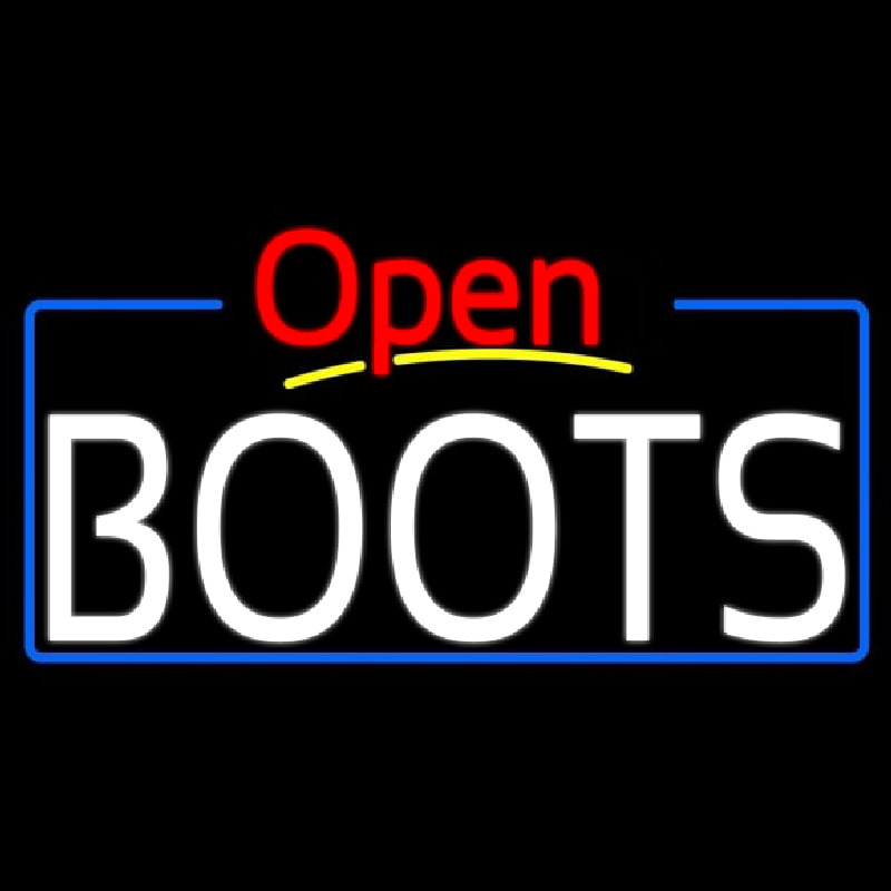 White Boots Open With Border Leuchtreklame