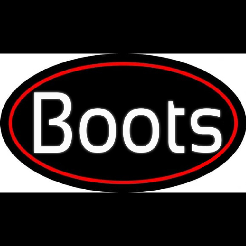 White Boots Red Border Leuchtreklame