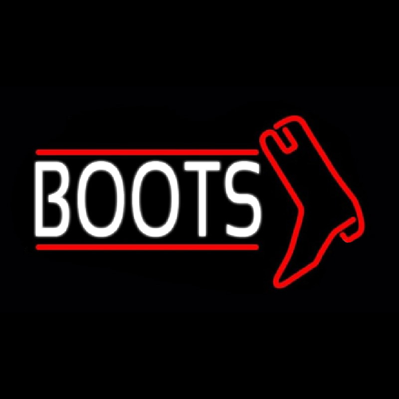 White Boots With Logo Leuchtreklame