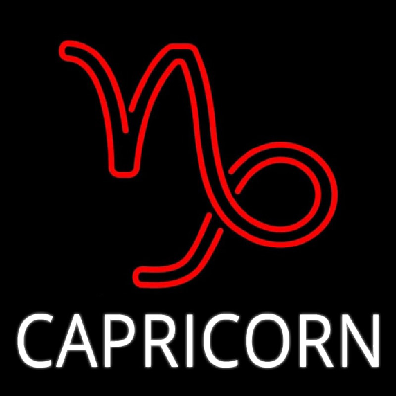 White Capricorn Red Logo Leuchtreklame