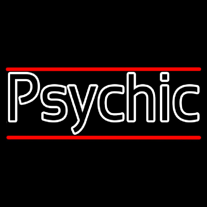 White Double Stroke Psychic And Red Line Leuchtreklame