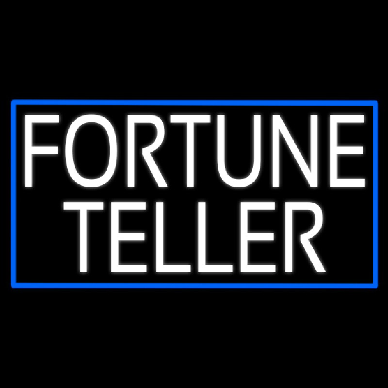 White Fortune Teller With Blue Border Leuchtreklame