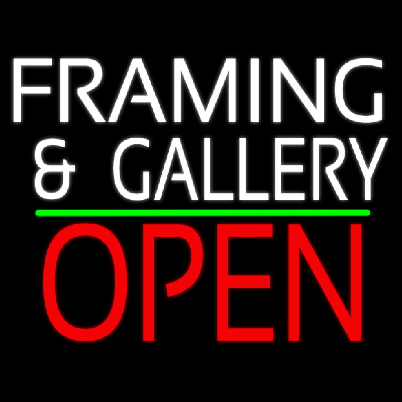 White Framing And Gallery With Open 1 Leuchtreklame