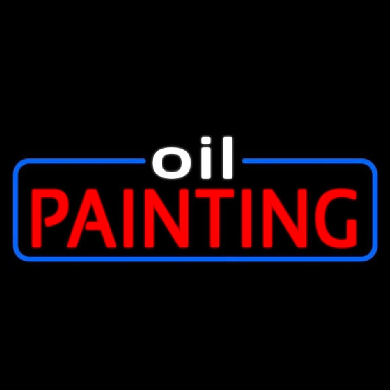 White Oil Red Painting With Border 1 Leuchtreklame