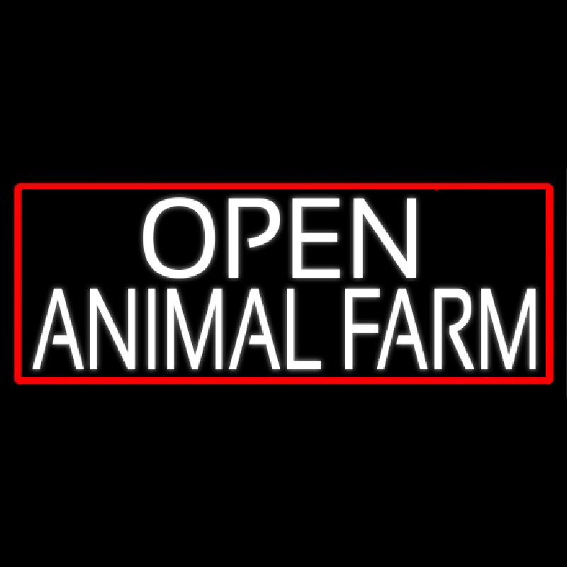 White Open Animal Farm With Red Border Leuchtreklame