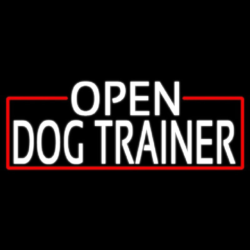 White Open Dog Trainer With Red Border Leuchtreklame