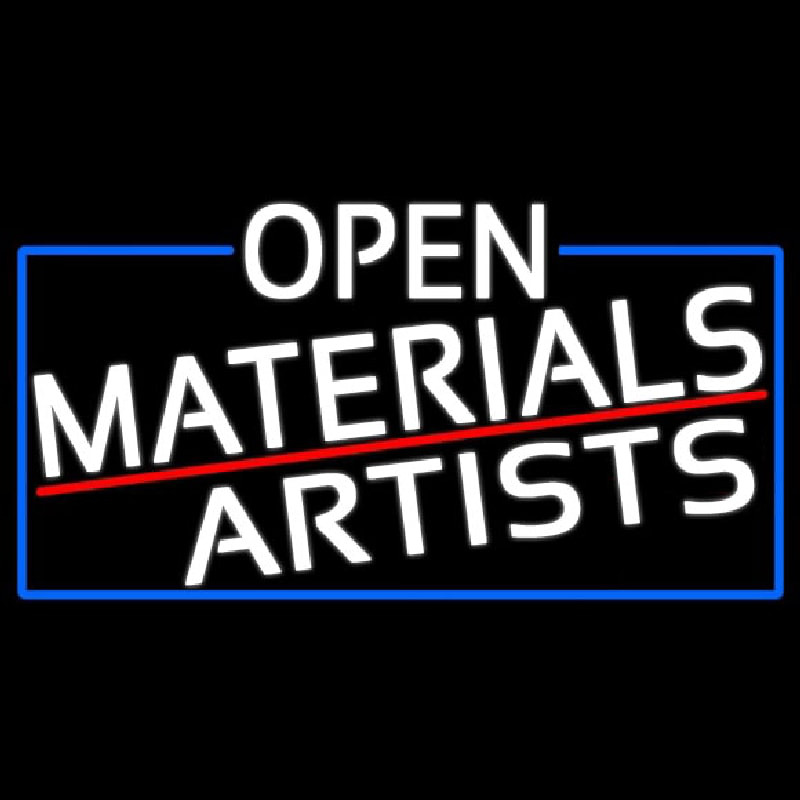 White Open Materials Artists With Blue Border Leuchtreklame