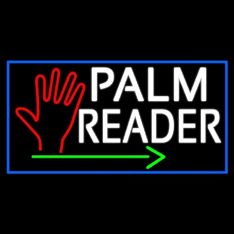 White Palm Reader With Green Arrow Leuchtreklame