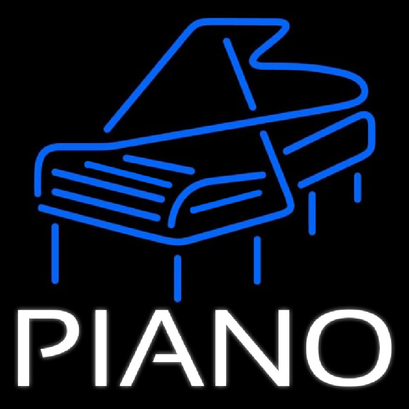 White Piano Blue Logo 4 Leuchtreklame