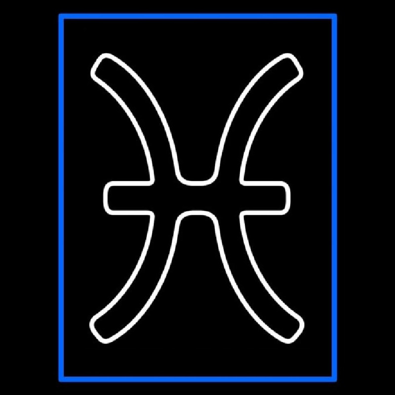 White Pisces Blue Border Leuchtreklame