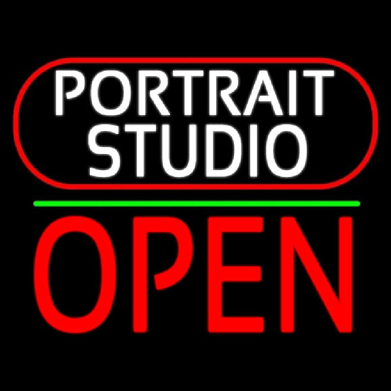 White Portrait Studio Open 1 Leuchtreklame