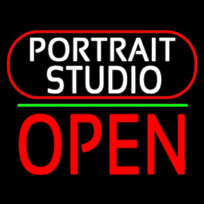 White Portrait Studio Open 2 Leuchtreklame