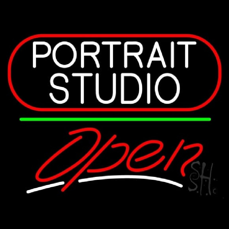 White Portrait Studio Open 3 Leuchtreklame