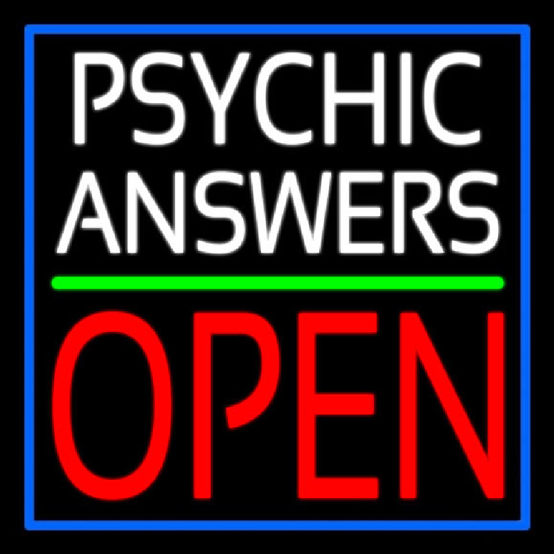 White Psychic Answers Red Open Green Line Leuchtreklame