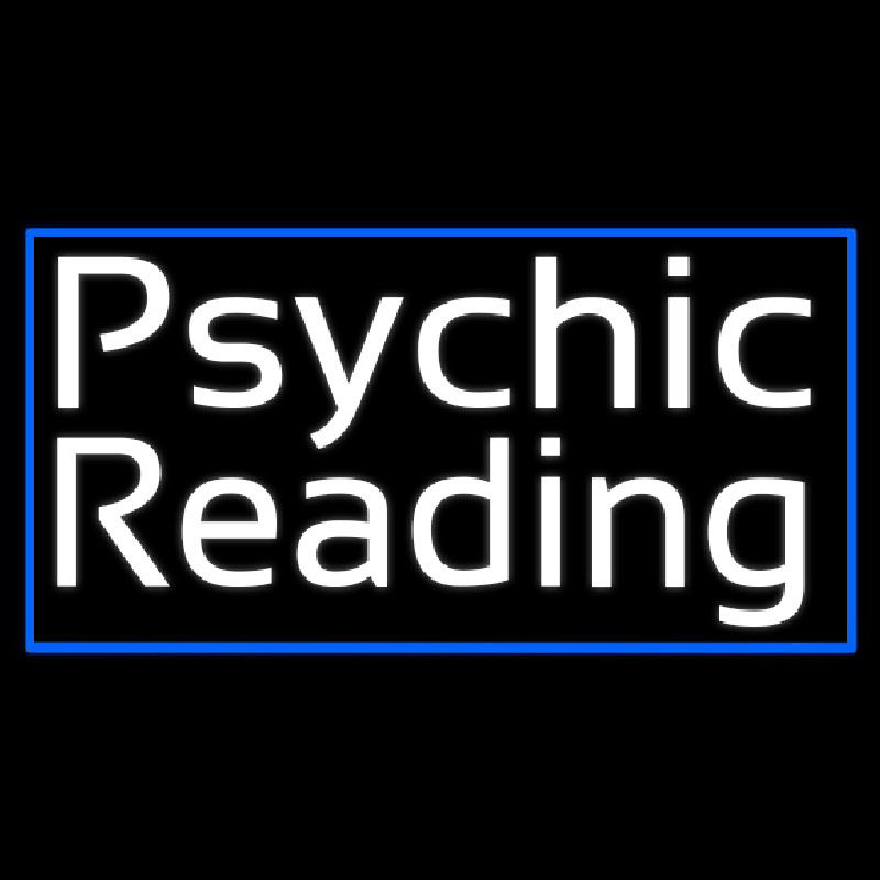 White Psychic Reading And Blue Border Leuchtreklame