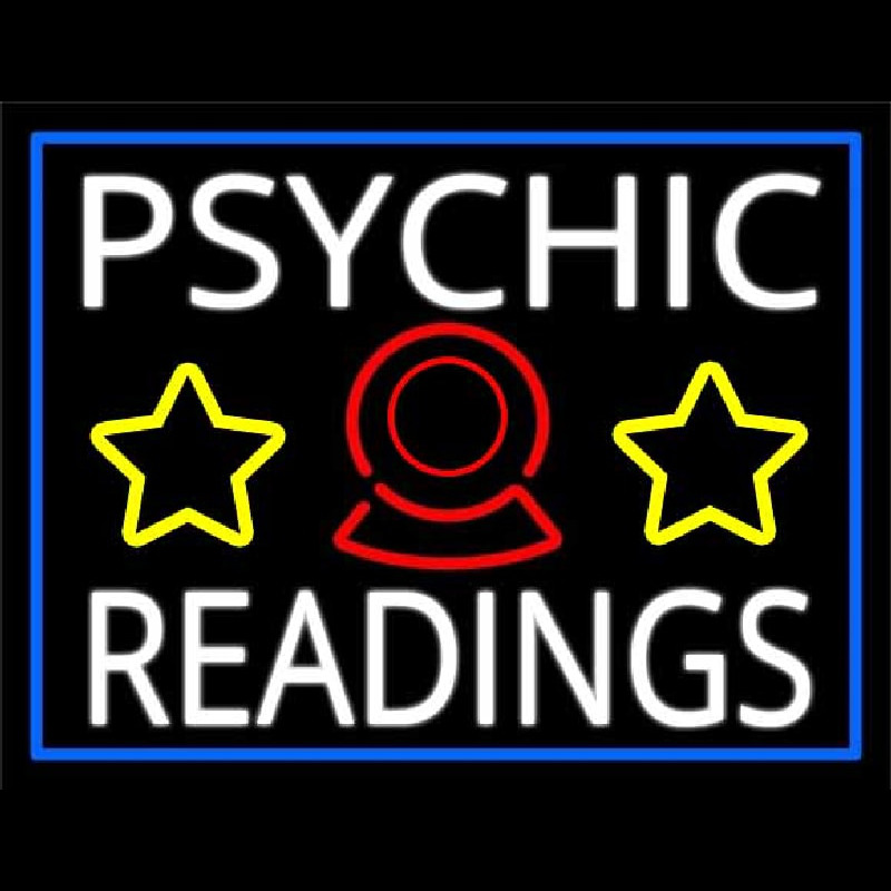 White Psychic Readings With Blue Border Leuchtreklame