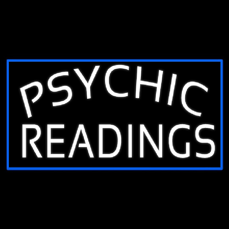 White Psychic Readings With Blue Border Leuchtreklame