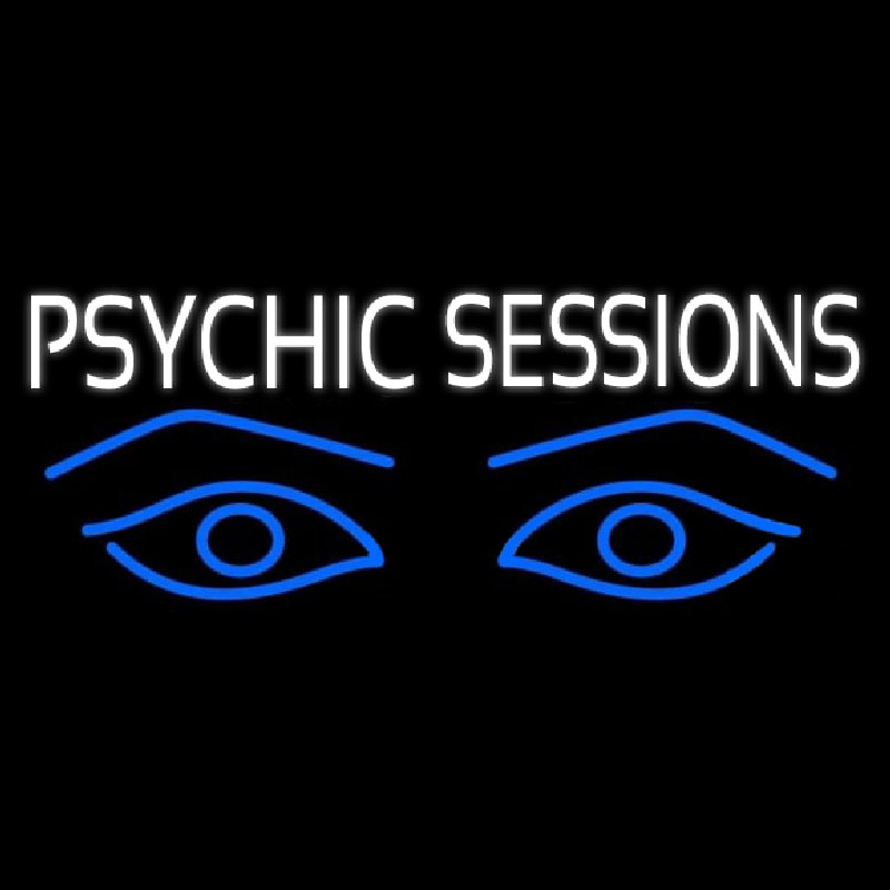 White Psychic Sessions With Blue Eye Leuchtreklame