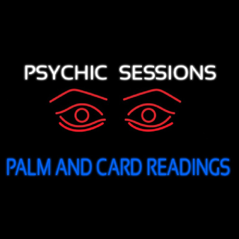 White Psychic Sessions With Red Eye Leuchtreklame