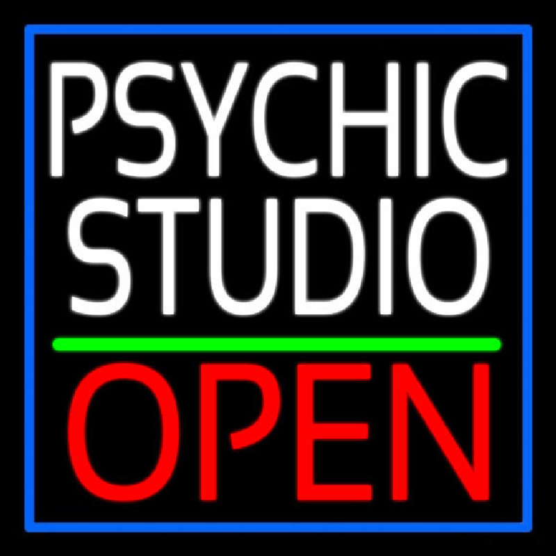White Psychic Studio Red Open Green Line Leuchtreklame