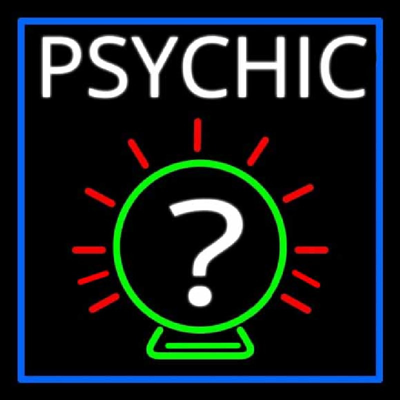 White Psychic With Border Leuchtreklame