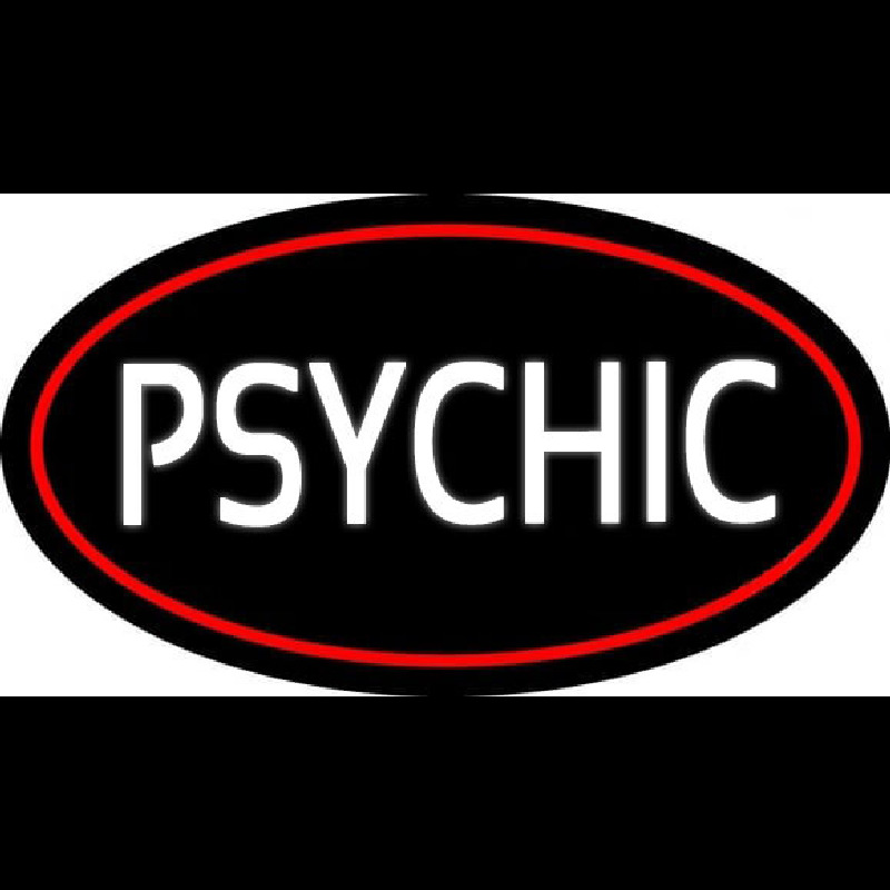 White Psychic With Red Border Leuchtreklame