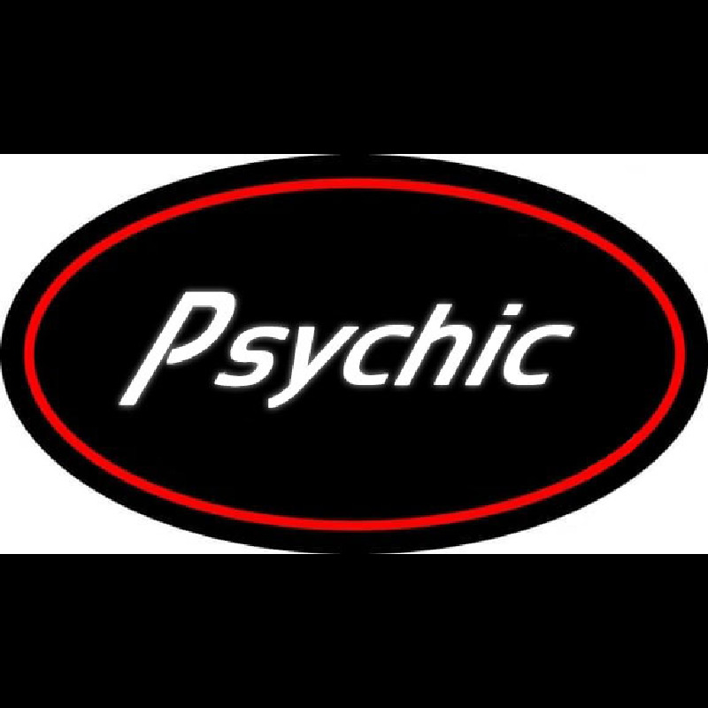 White Psychic With Red Oval Leuchtreklame