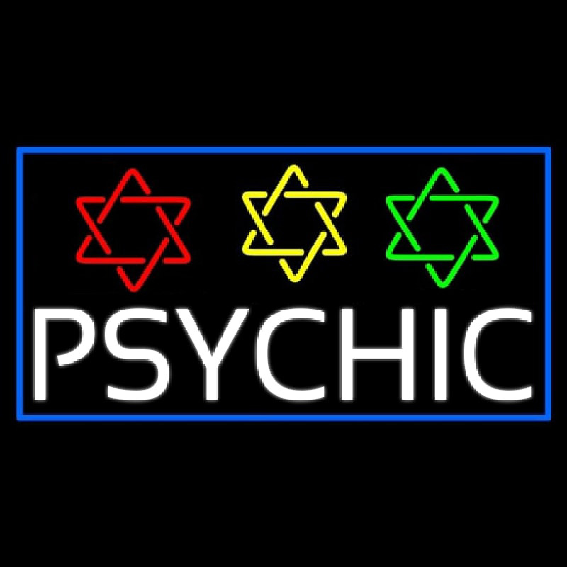 White Psychic With Stars Leuchtreklame