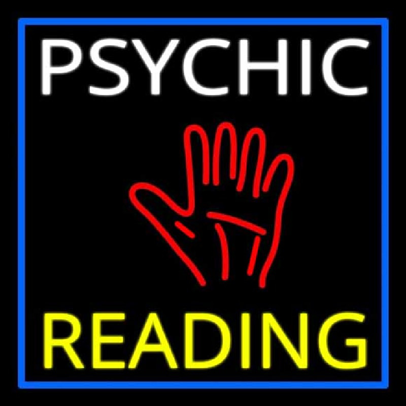 White Psychic Yellow Reading Block Palm Leuchtreklame