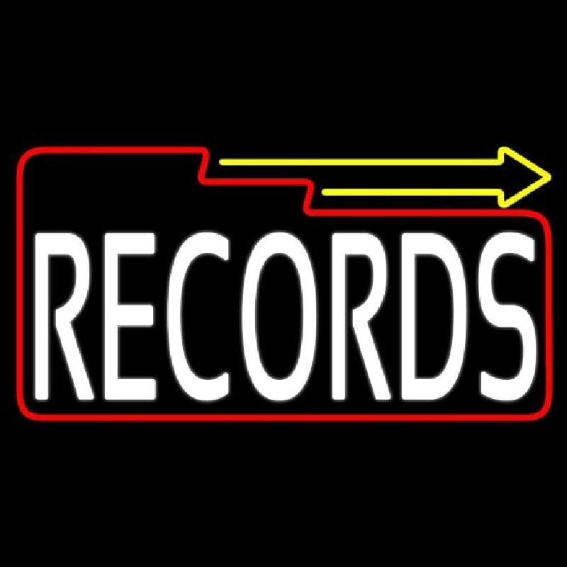 White Records Block With Arrow 2 Leuchtreklame