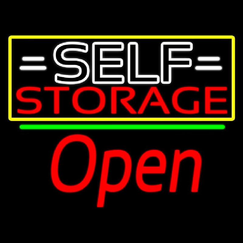 White Self Storage Block With Open 2 Leuchtreklame