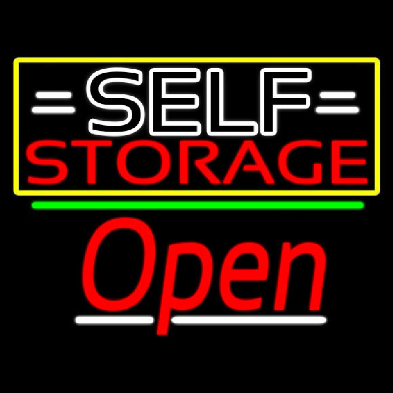 White Self Storage Block With Open 3 Leuchtreklame