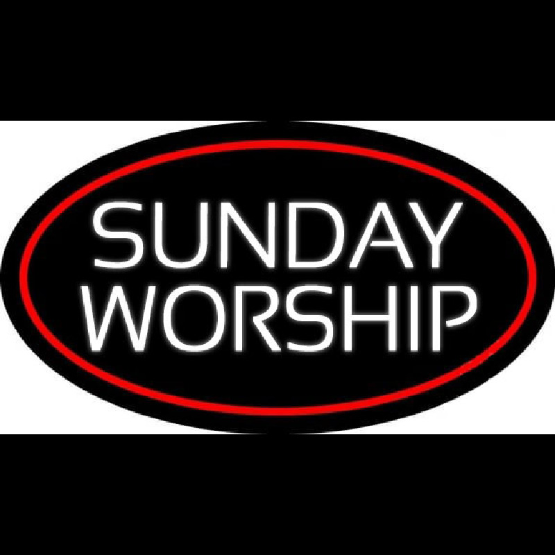 White Sunday Worship Leuchtreklame