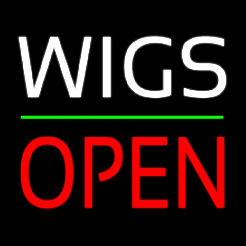 Wigs Block Open Green Line Leuchtreklame