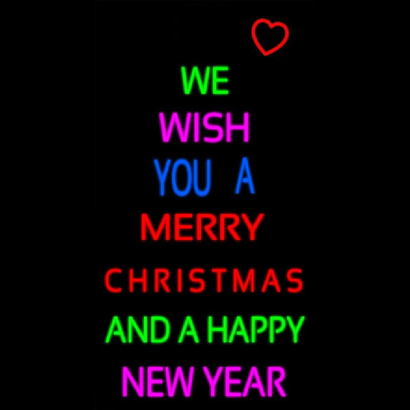 Wishing Merry Christmas Happy New Year Leuchtreklame