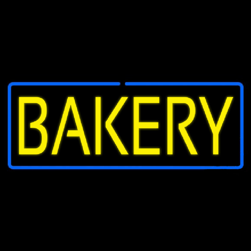 Yellow Bakery With Blue Border Leuchtreklame