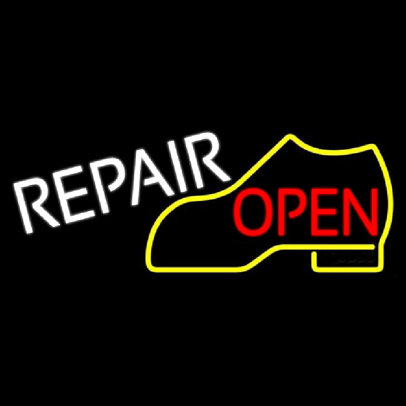 Yellow Boot White Repair Open Leuchtreklame